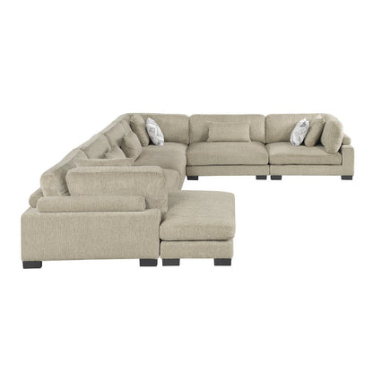Corydon Microfiber 6-Piece Modular Sectional with Chaise in Brown