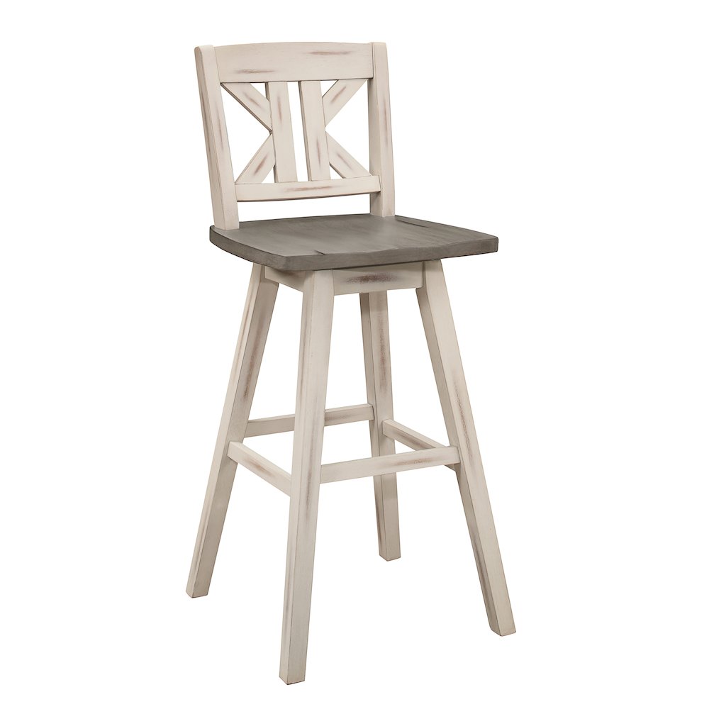 Amsonia Solid Wood Swivel Pub Height Chair, set of 2 in Gray and White