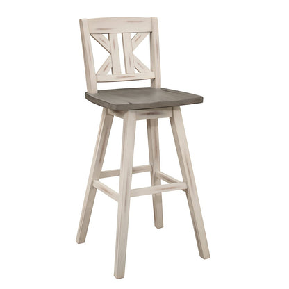 Amsonia Solid Wood Swivel Pub Height Chair, set of 2 in Gray and White