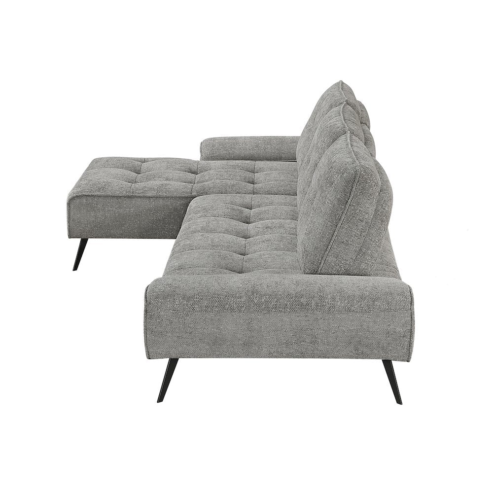 Dominic Chenille 2-Piece Sectional with Left Chaise in Dove Gray
