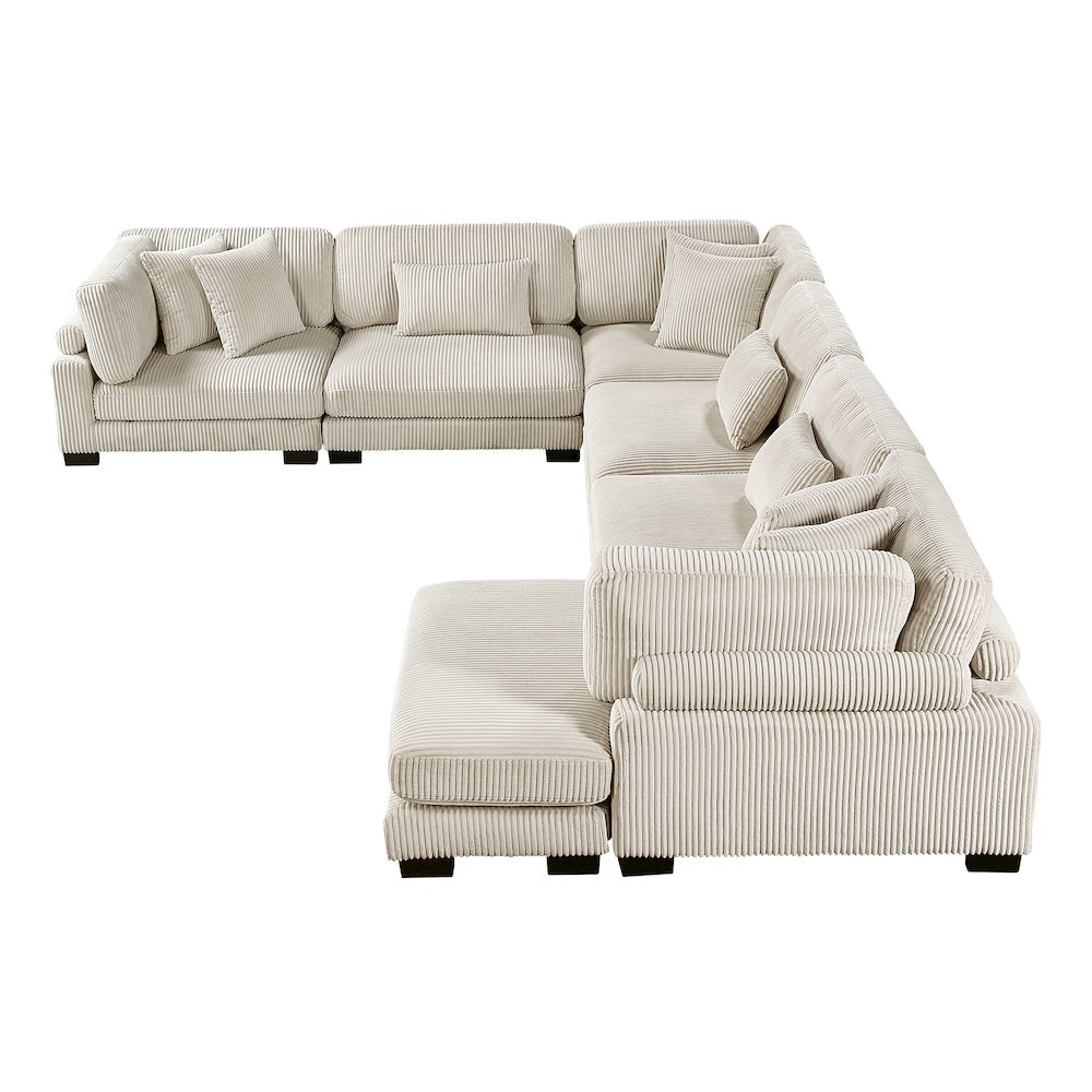 Traverse Corduroy 6-Piece Modular Sectional with chaise in Beige