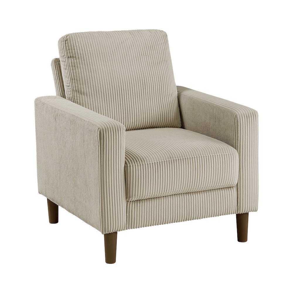 Crandall Corduroy 3pc Set: Sofa, Loveseat, Chair in Taupe