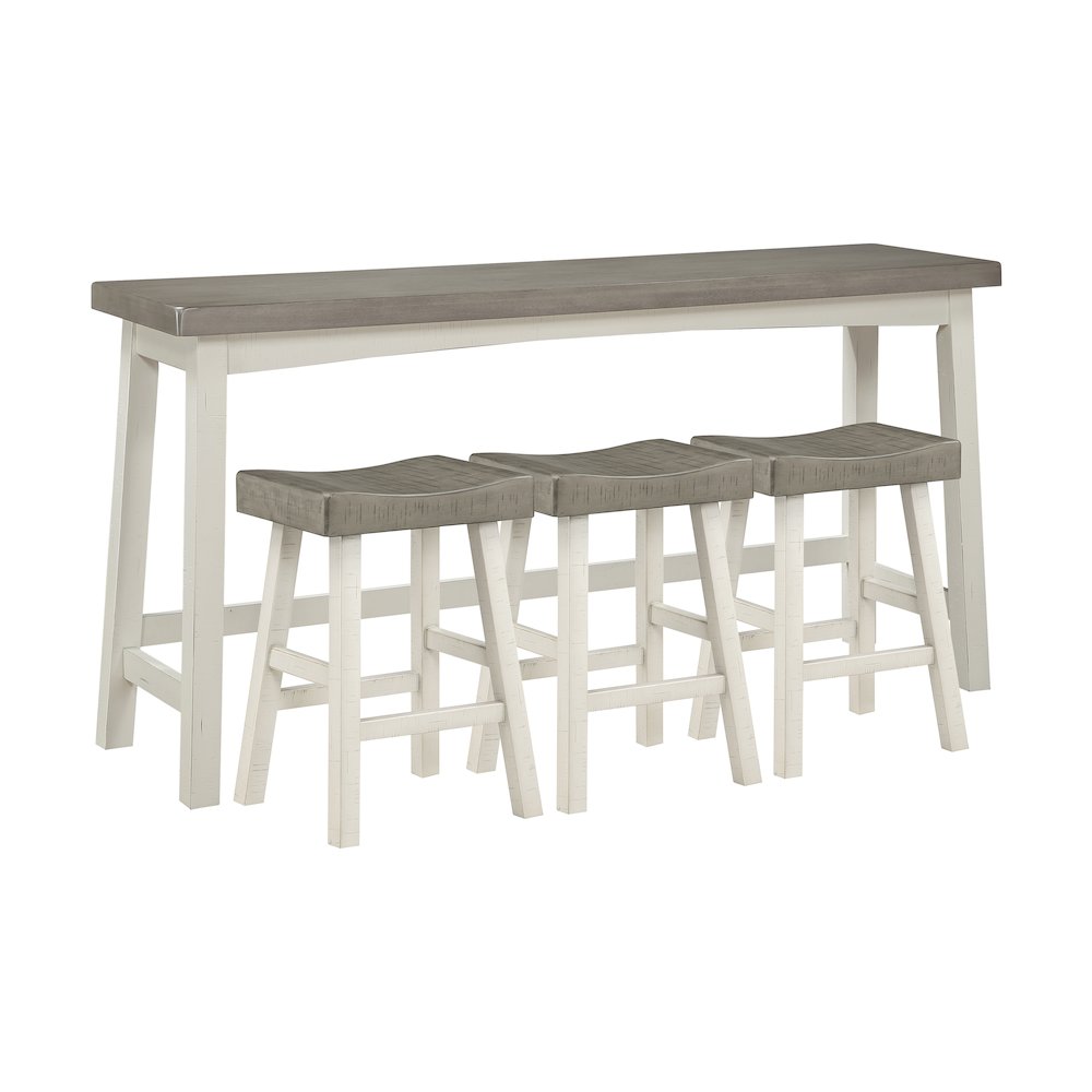 Caspian Solid Wood Counter Height Set (set of 4) in White and Coffee