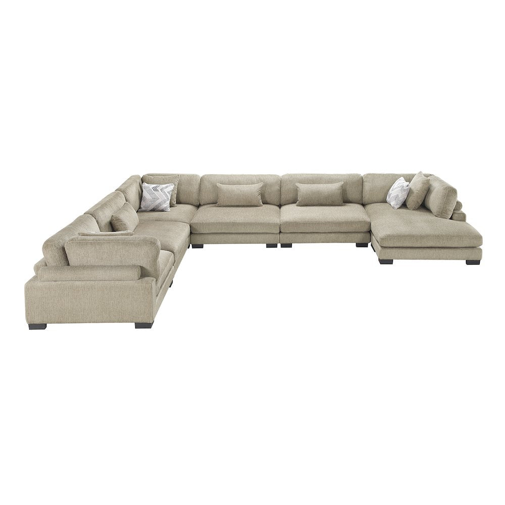 Corydon Microfiber 6-Piece Modular Sectional with Chaise in Brown