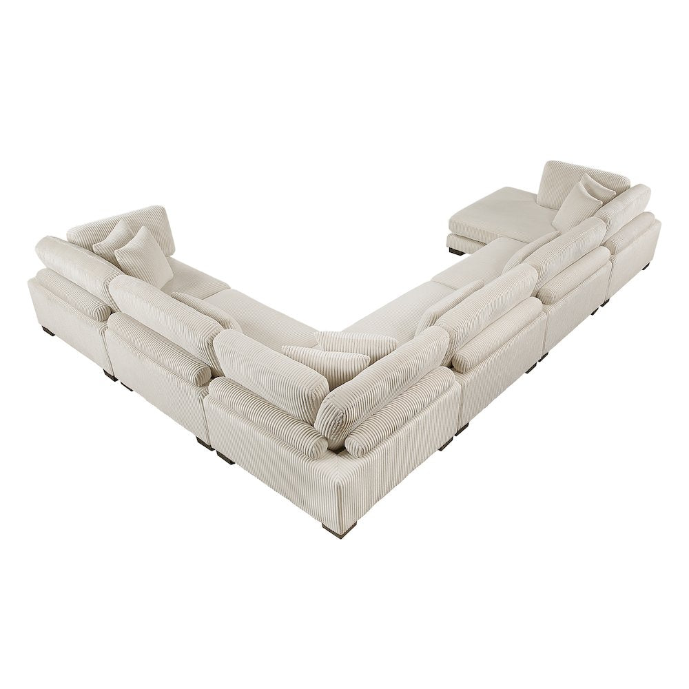 Traverse Corduroy 6-Piece Modular Sectional with chaise in Beige