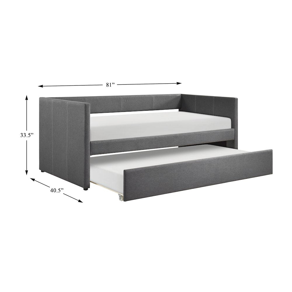 Trudy Textured Daybed with Trundle in Dark Gray