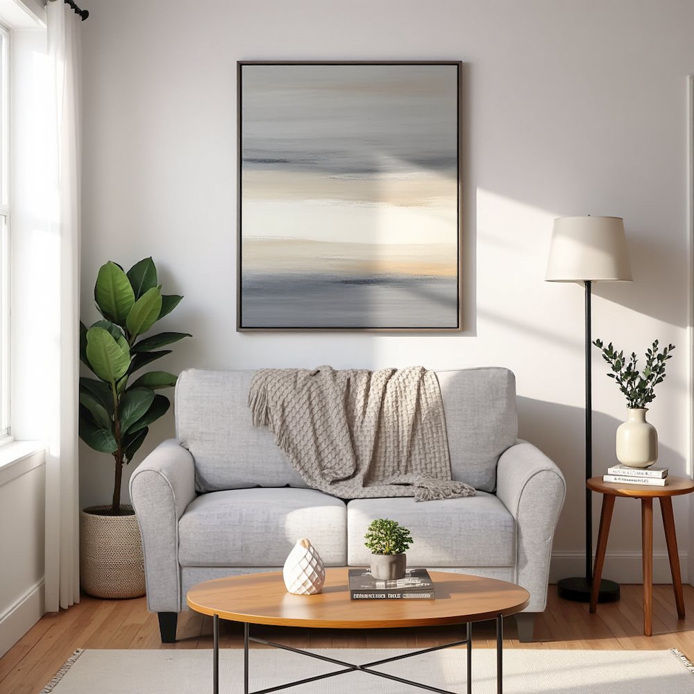 Sand Finished Upholstered Love Seat, Small Loveseat Sofa for Compact Spaces