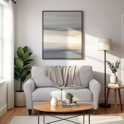 Sand Finished Upholstered Love Seat, Small Loveseat Sofa for Compact Spaces
