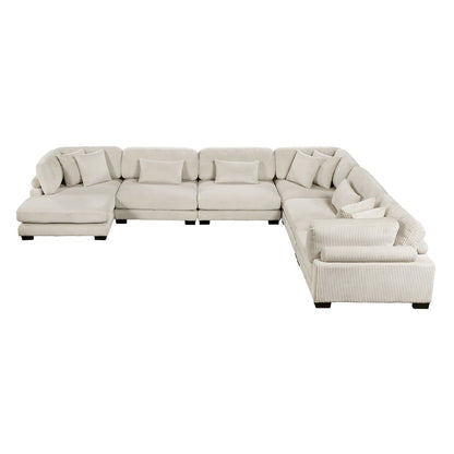 Traverse Corduroy 6-Piece Modular Sectional with chaise in Beige