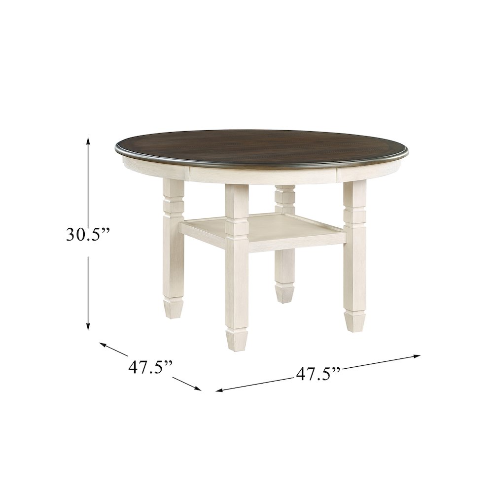 Asher Wood Dining Room Table in Brown and Antique White Finish