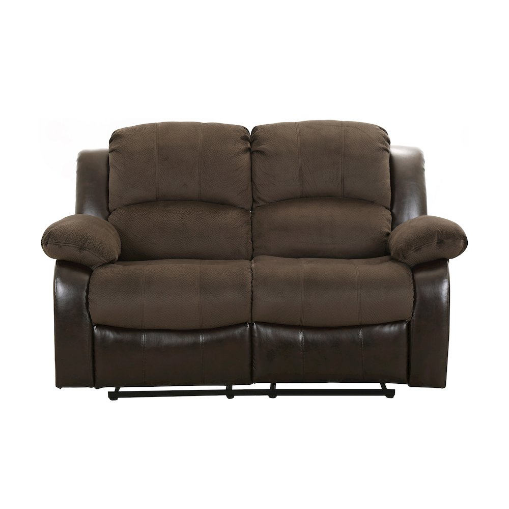 Cranley Faux Leather Double Reclining Loveseat in Chocolate