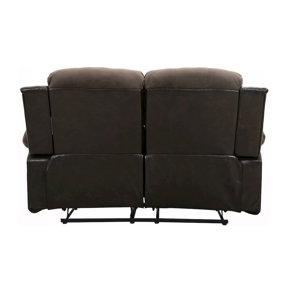Cranley Faux Leather Double Reclining Loveseat in Chocolate