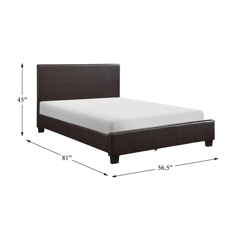 Lorenzi Faux Leather Full Bed in Dark Brown