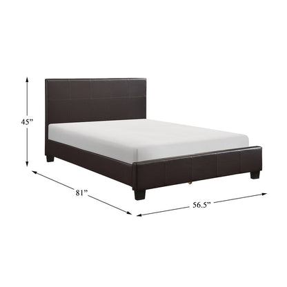 Lorenzi Faux Leather Full Bed in Dark Brown