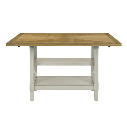 Maribelle Wood Veneer Counter Height Table in Light Oak and Gray