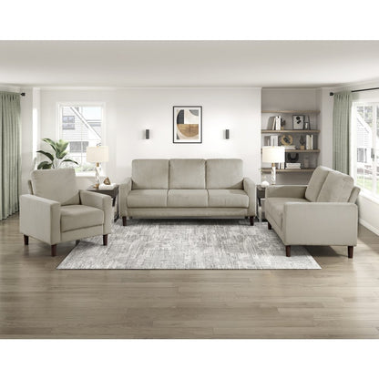 Crandall Corduroy 3pc Set: Sofa, Loveseat, Chair in Taupe