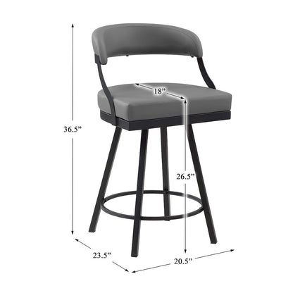 Crowley Faux leather Swivel Counter Height Chair in Gray