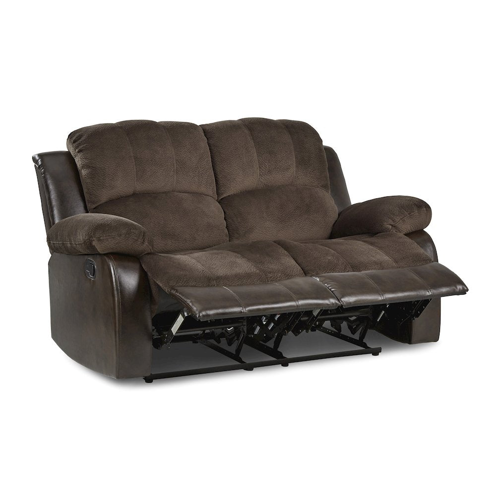 Cranley Faux Leather Double Reclining Loveseat in Chocolate