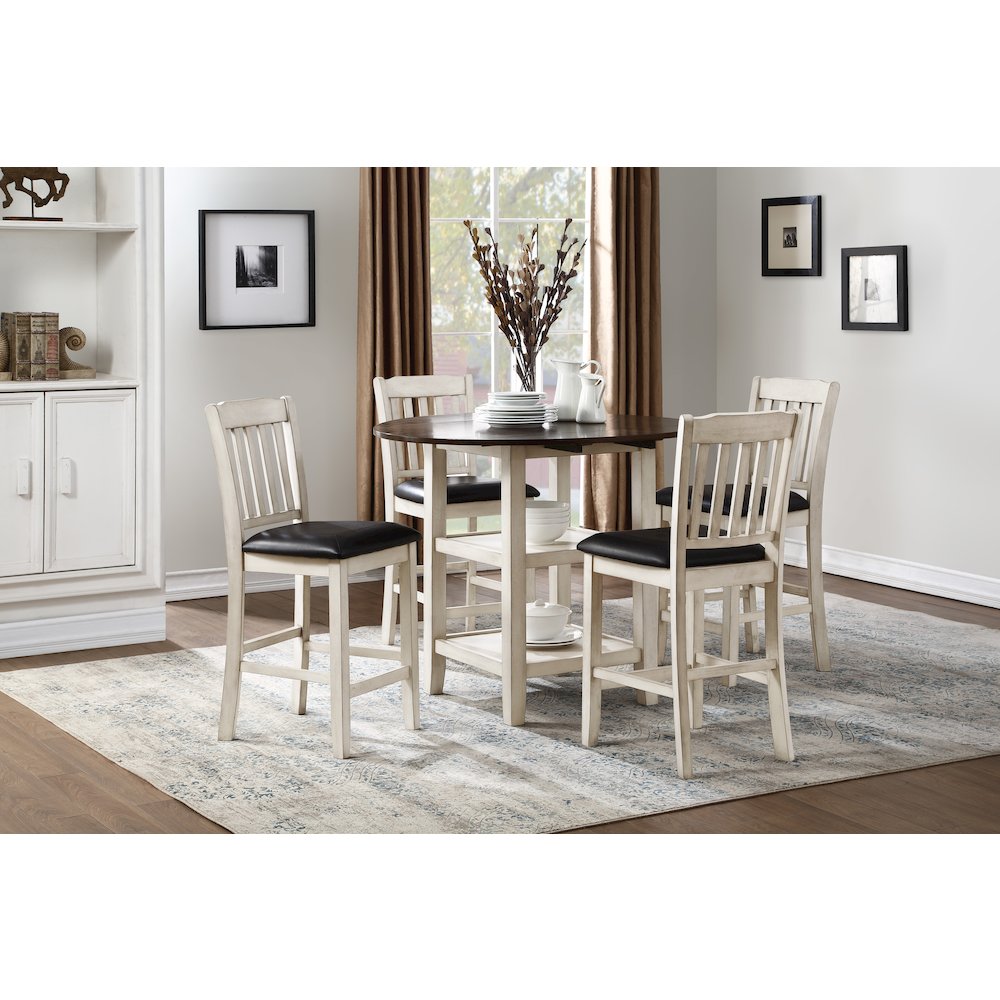 Kiwi Wood Counter Height Table in White Wash and Dark Cherry Finish