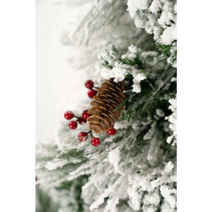 Christmas Tree Fiber Optic Snow with Cones & Berries