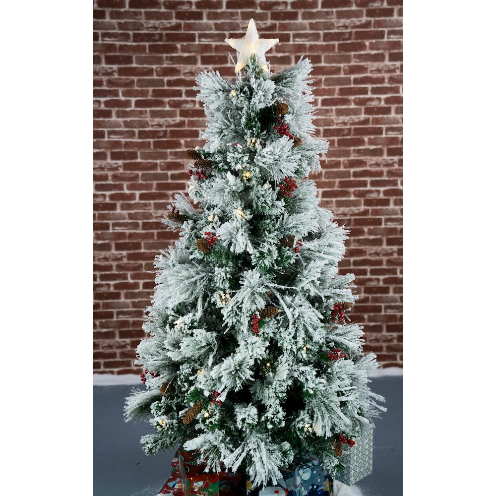 Christmas Tree Fiber Optic Snow with Cones & Berries