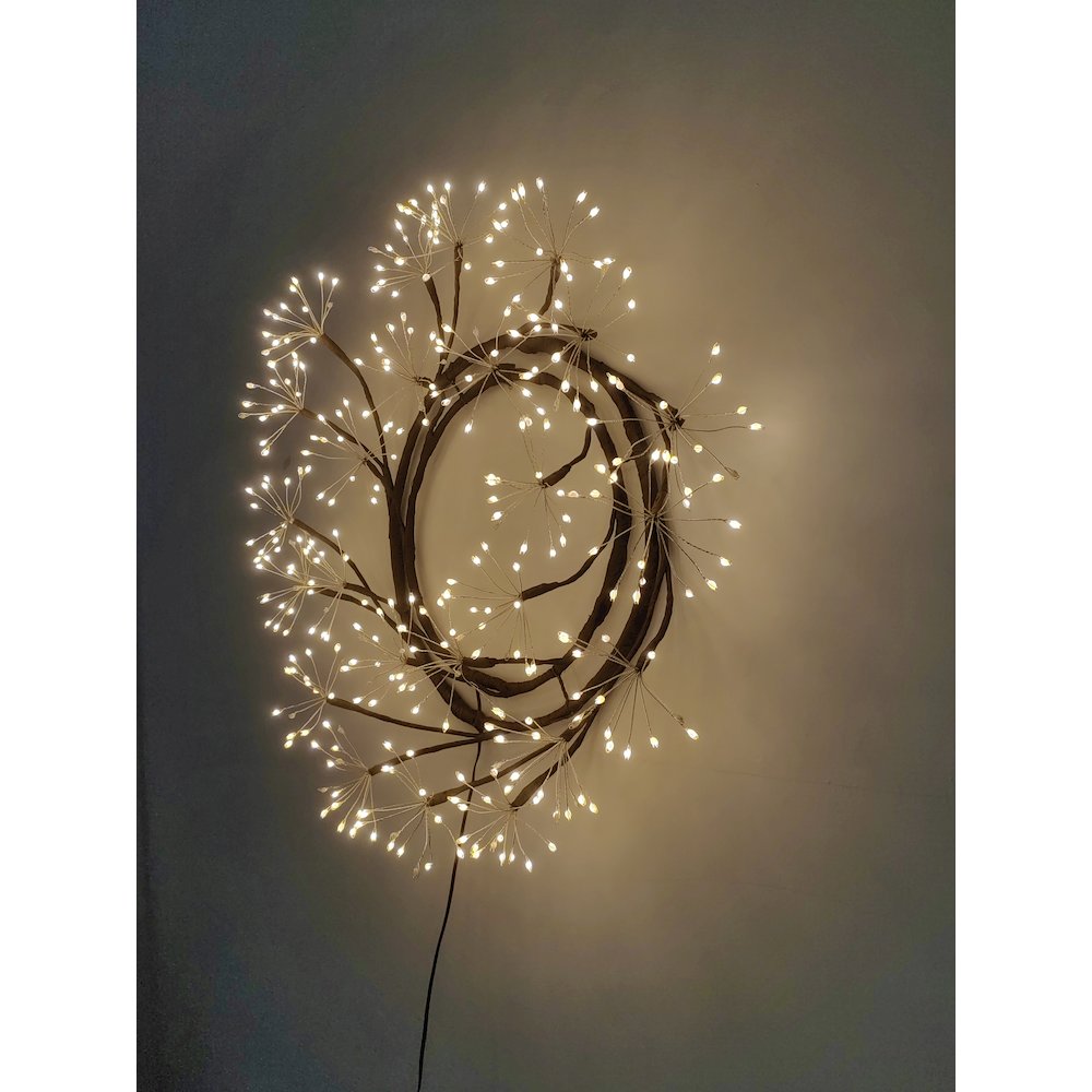 24in LED Christmas Wreath Brown Indoor Hanging Holiday Decor