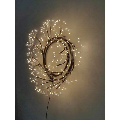24in LED Christmas Wreath Brown Indoor Hanging Holiday Decor