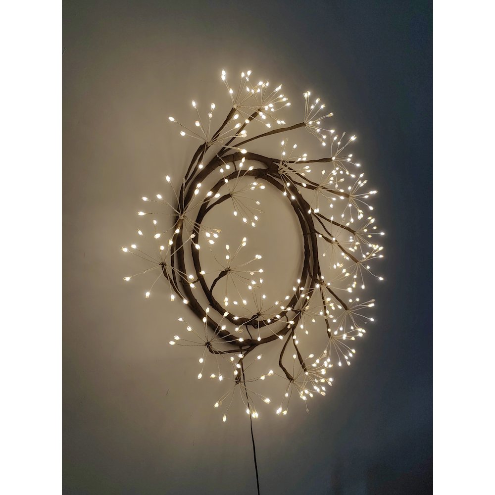 24in LED Christmas Wreath Brown Indoor Hanging Holiday Decor