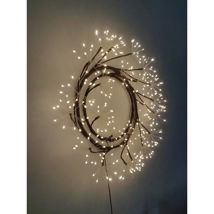 24in LED Christmas Wreath Brown Indoor Hanging Holiday Decor