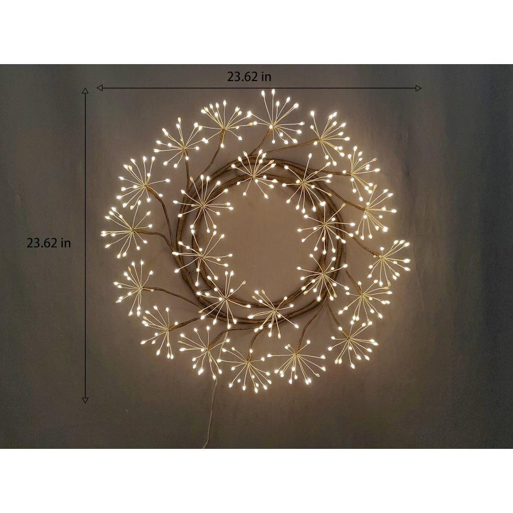 24in LED Christmas Wreath Brown Indoor Hanging Holiday Decor