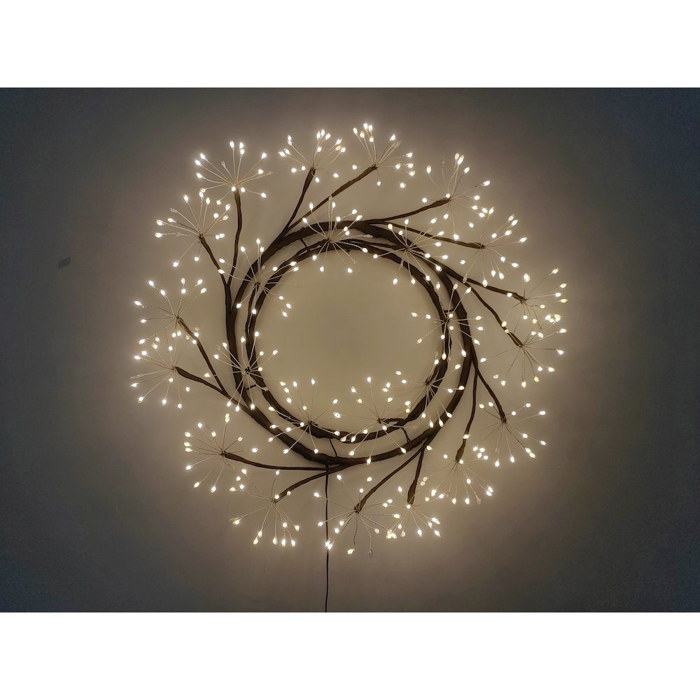 24in LED Christmas Wreath Brown Indoor Hanging Holiday Decor