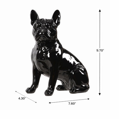 10" H French Bulldog Statue in Black Home Decor Indoor Use Only