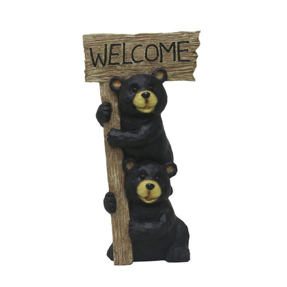 Stacking Bears with Welcome Sign for Garden or Home