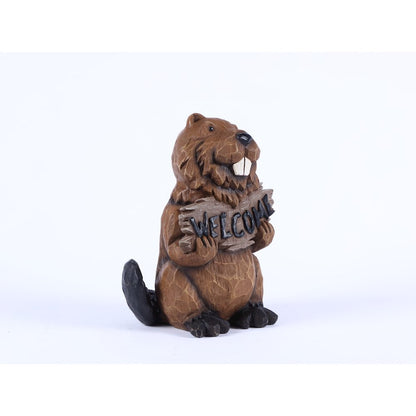 Beaver Holding A Welcome Sign