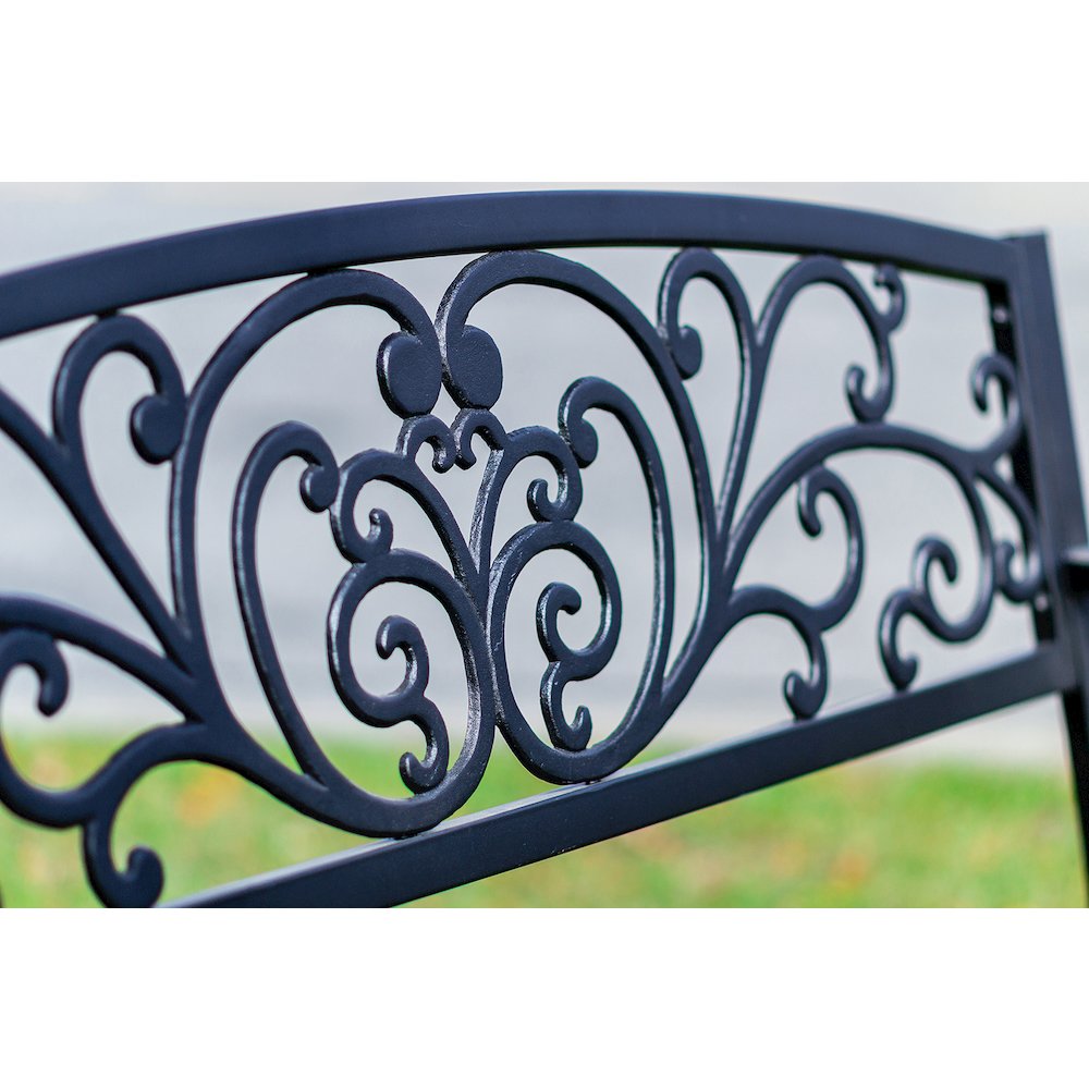 Garden Bench Black Scroll Backrest 50 Inch Long