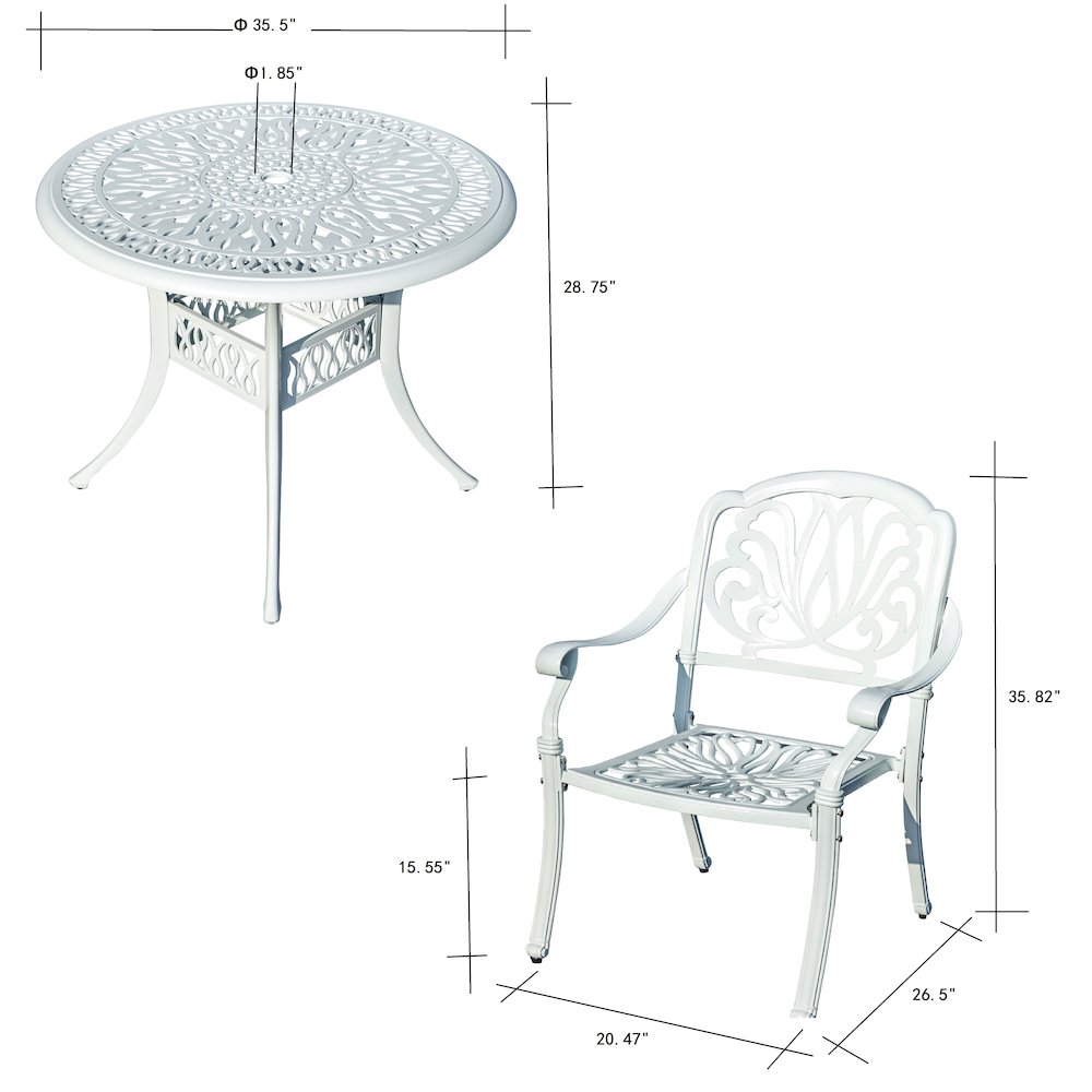 Elegant White- All-Weather Cast Aluminium Bistro Ensemble