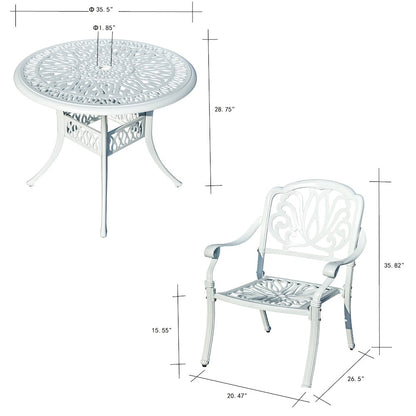 Elegant White- All-Weather Cast Aluminium Bistro Ensemble