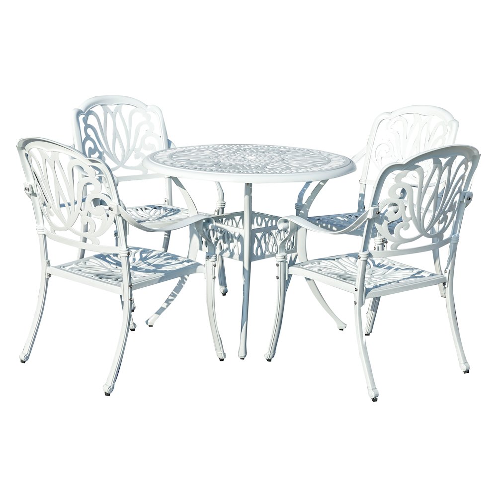 Elegant White- All-Weather Cast Aluminium Bistro Ensemble