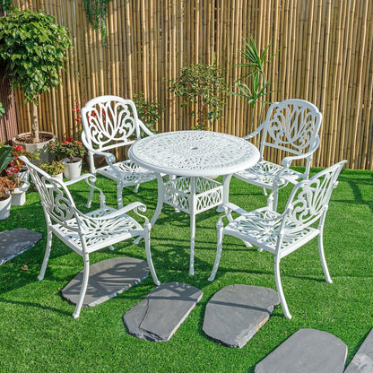 Elegant White- All-Weather Cast Aluminium Bistro Ensemble