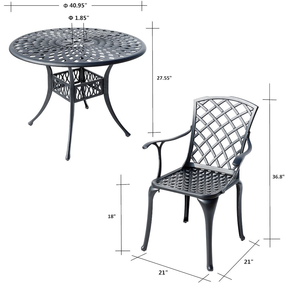 Timeless Beauty- Stylish Cast Aluminium Bistro Set in Black