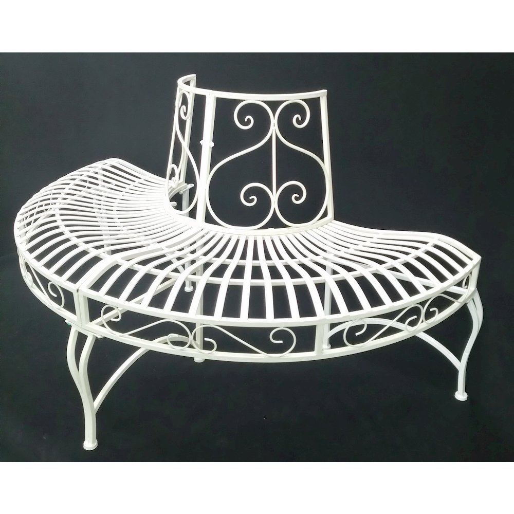 White Semi-Circle Tree-Wrap Bench