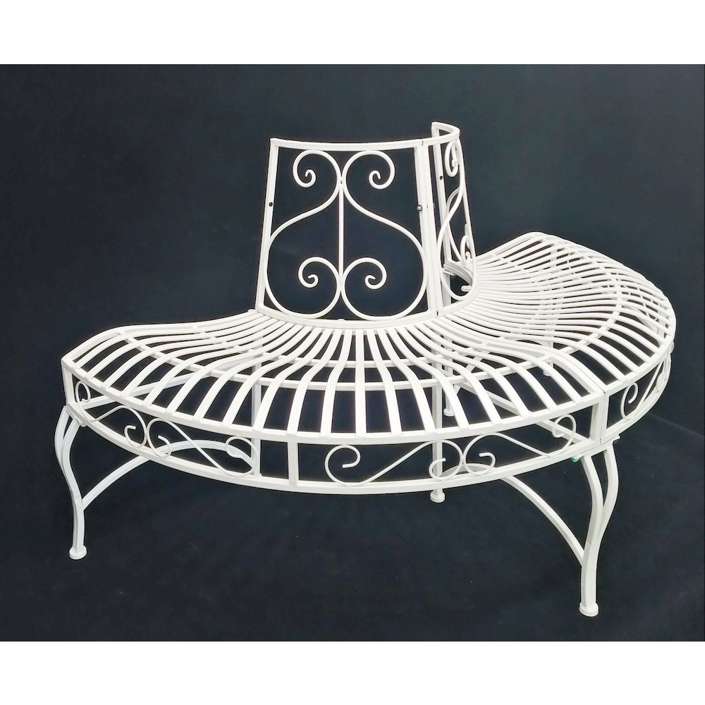 White Semi-Circle Tree-Wrap Bench