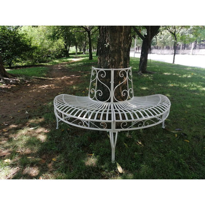 White Semi-Circle Tree-Wrap Bench