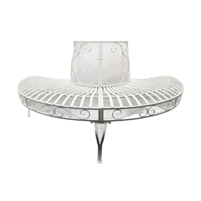 White Semi-Circle Tree-Wrap Bench
