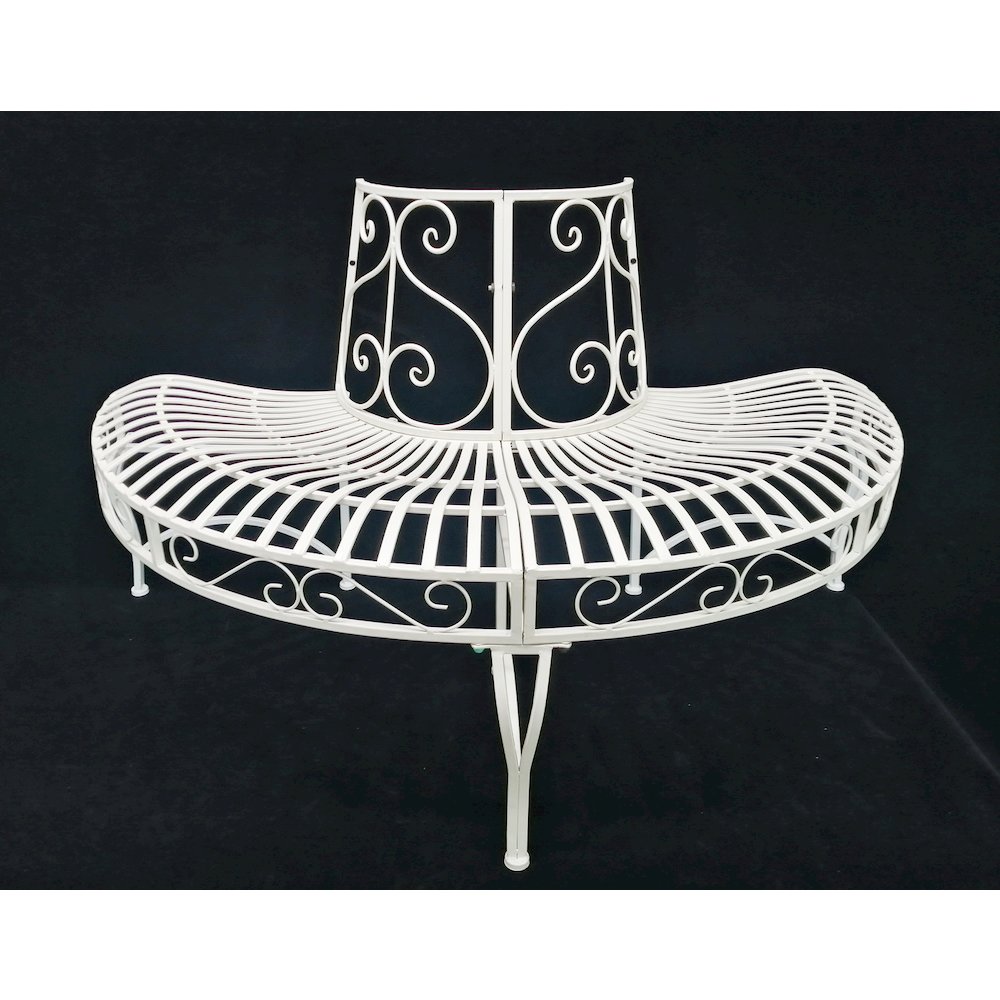 White Semi-Circle Tree-Wrap Bench