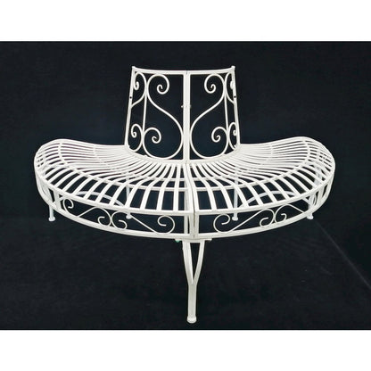 White Semi-Circle Tree-Wrap Bench