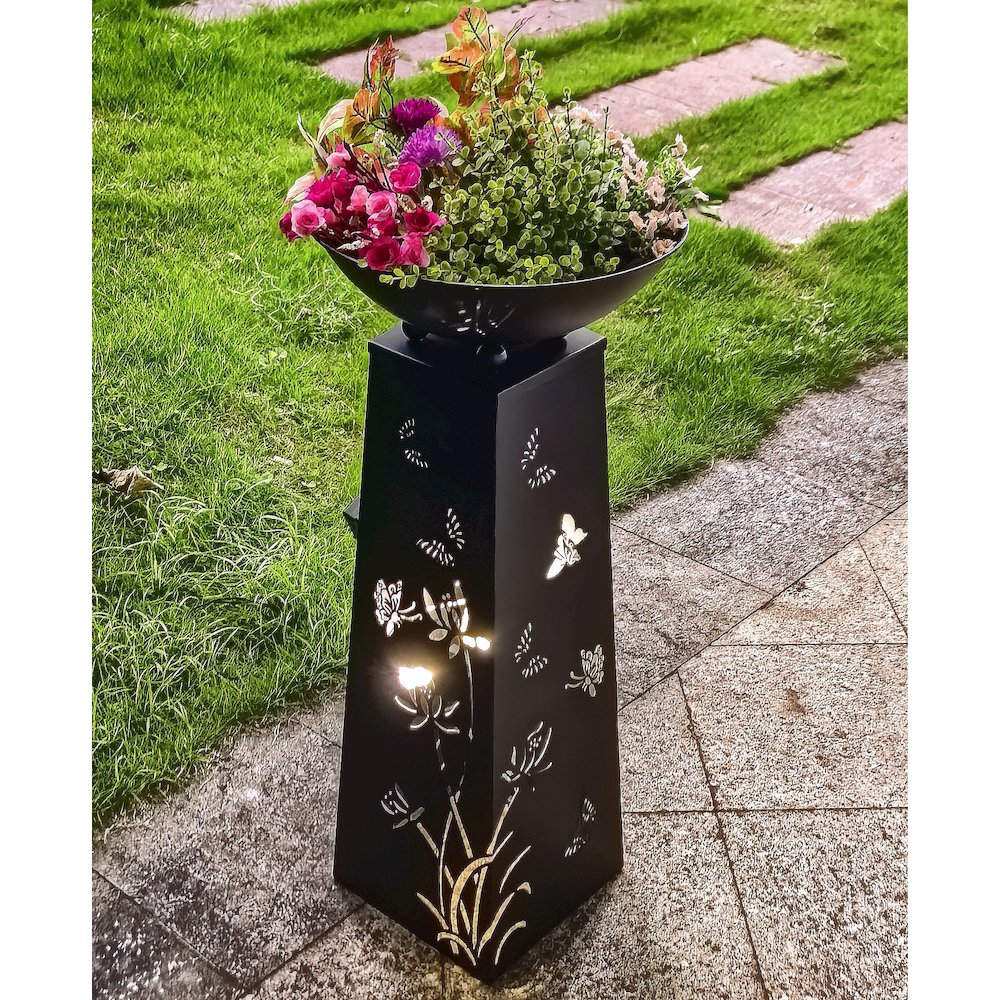 Solar Lighted Butterfly Metal Planter Holder
