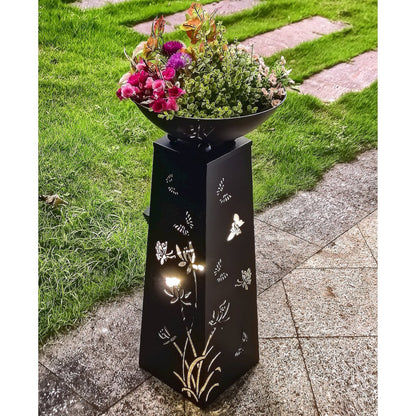 Solar Lighted Butterfly Metal Planter Holder