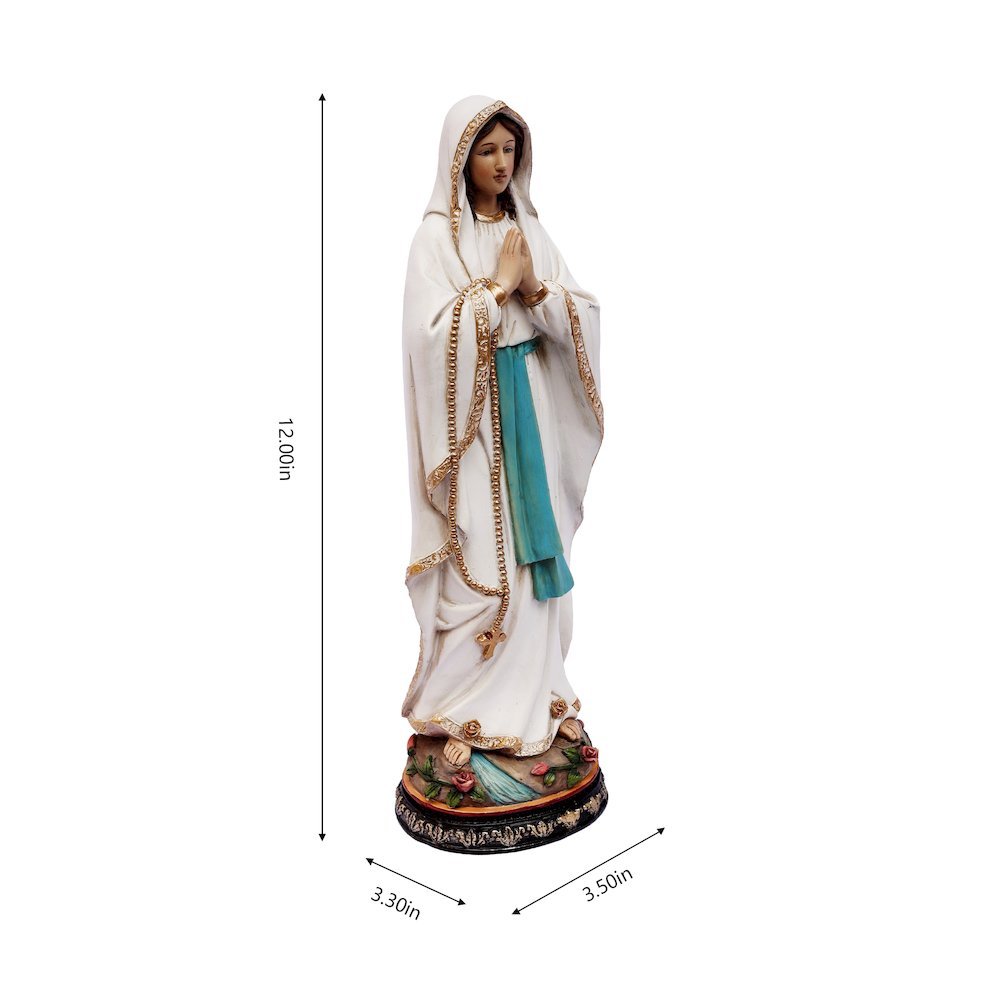 12" Our Lady of Lourdes Statue Mary Figure Religious Decor