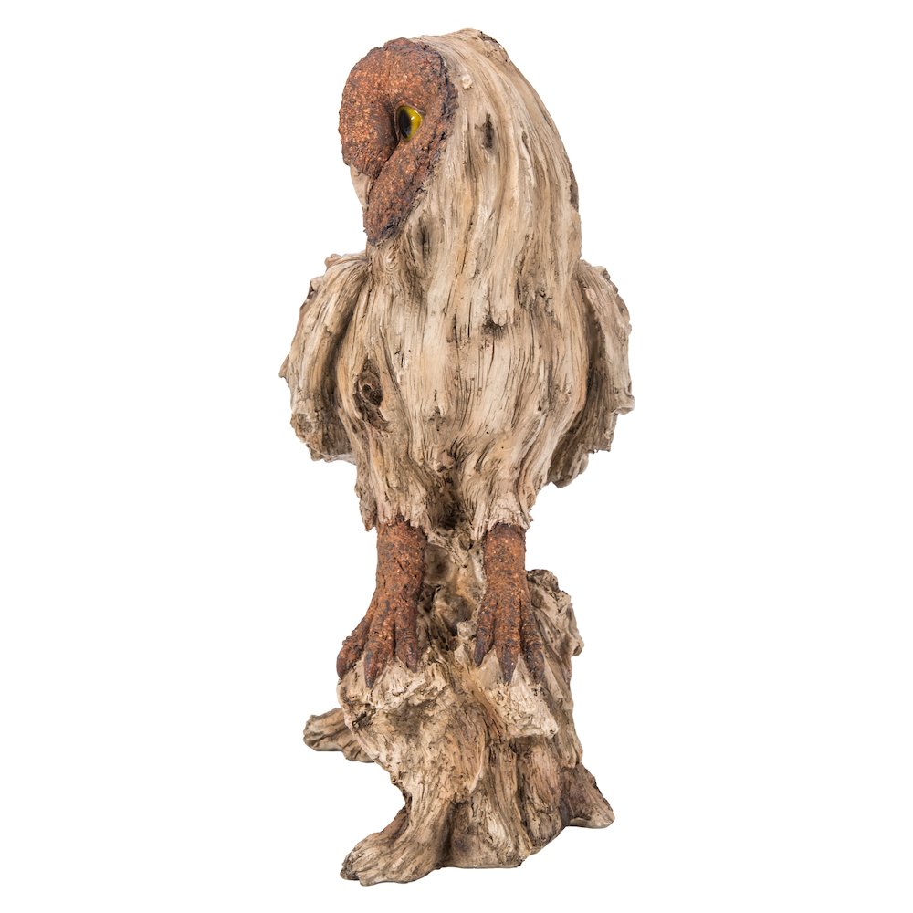 Driftwood Barn Owl On Stump Statue